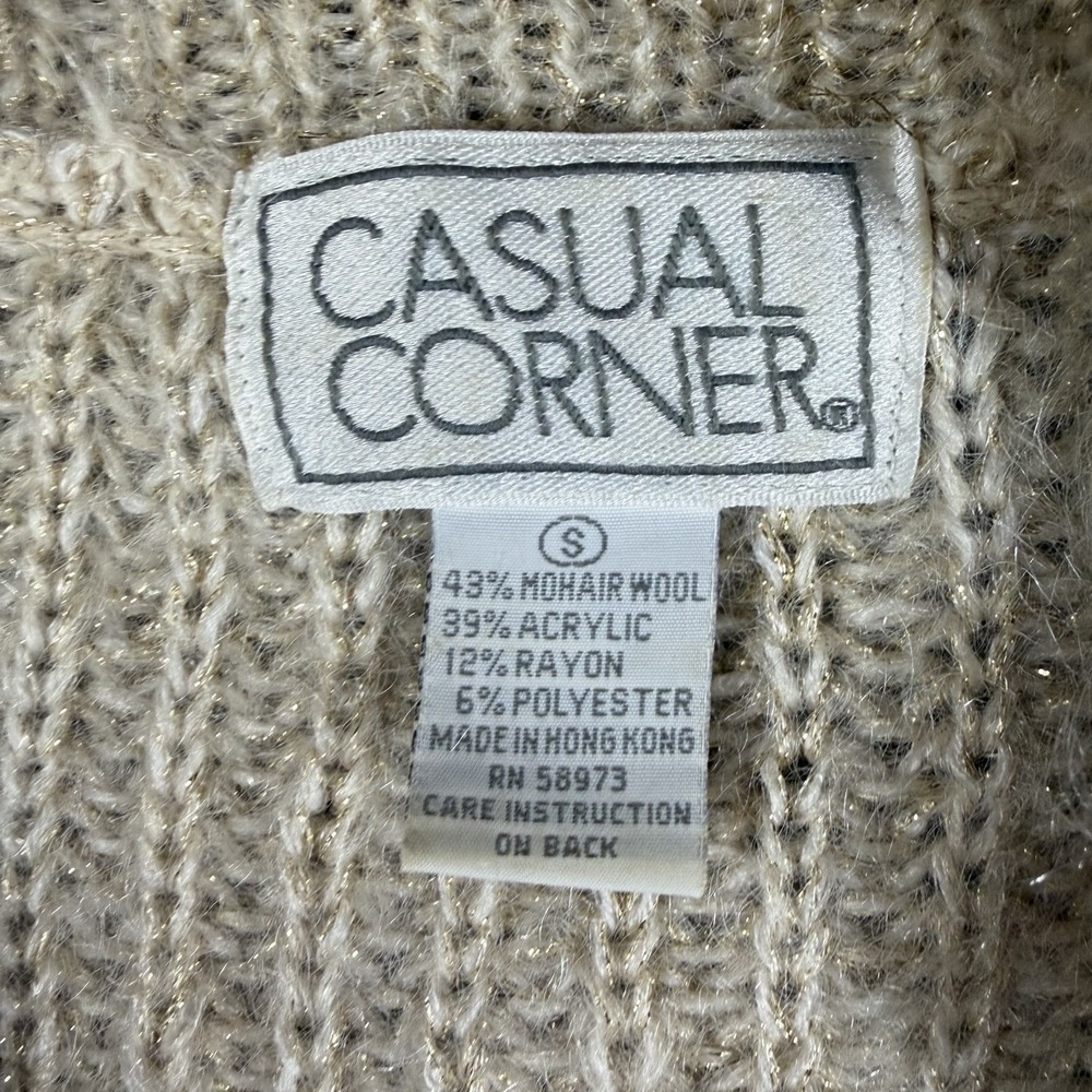 Vintage Casual Corner Mohair Blend Sweater Tunic Womens Small S Ivory Gold View 3